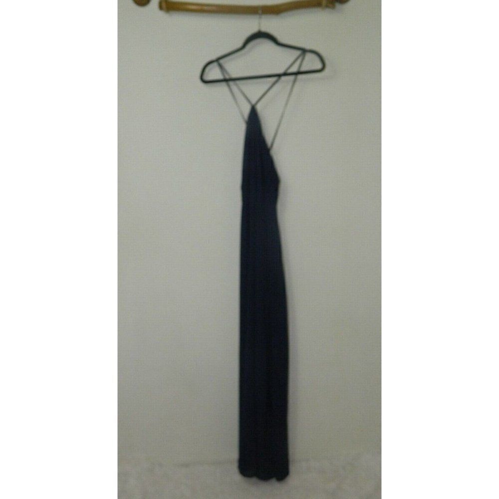 Lulu's Dress Blue Magic in the‎ Air Navy Blue Lace-Up Maxi Dress
